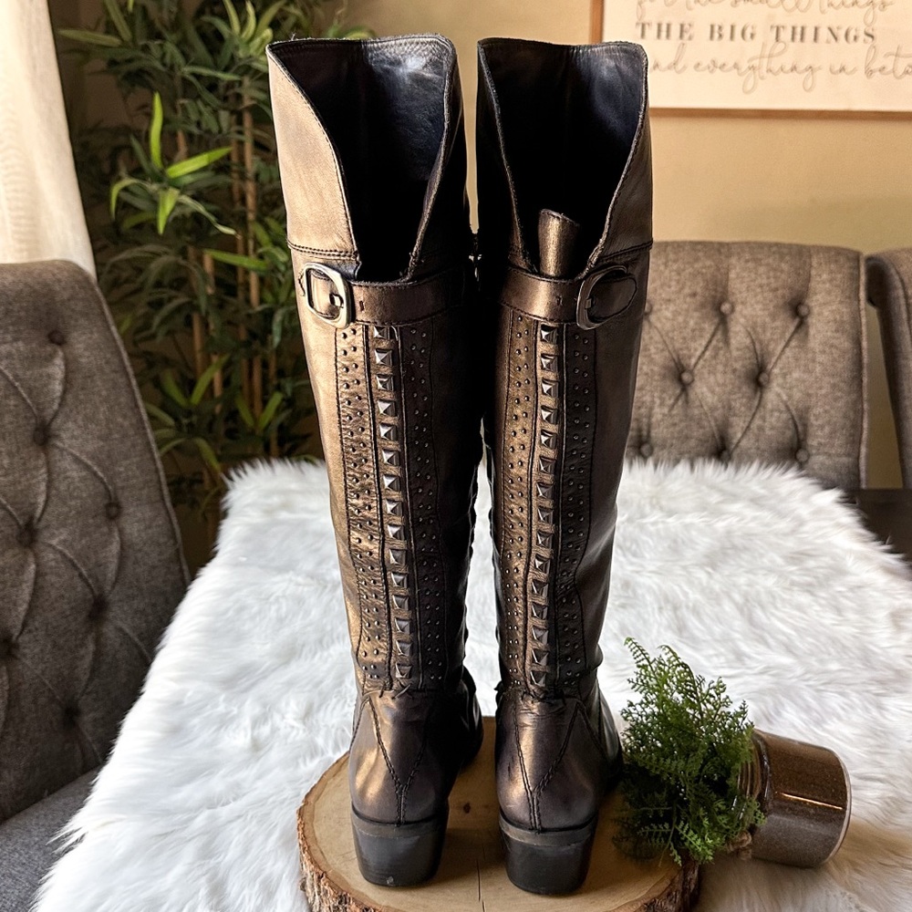 Vince Camuto Bollo Tall Black Leather Studded Riding Boots 8.5 - Picture 8 of 10